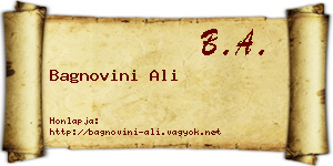 Bagnovini Ali névjegykártya